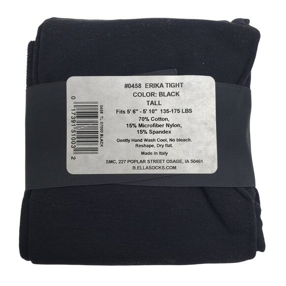 70% Cotton Blend Tights TALL Black B.ella Erika Opaque NEW Italian Luxe Hosiery - Picture 3 of 5